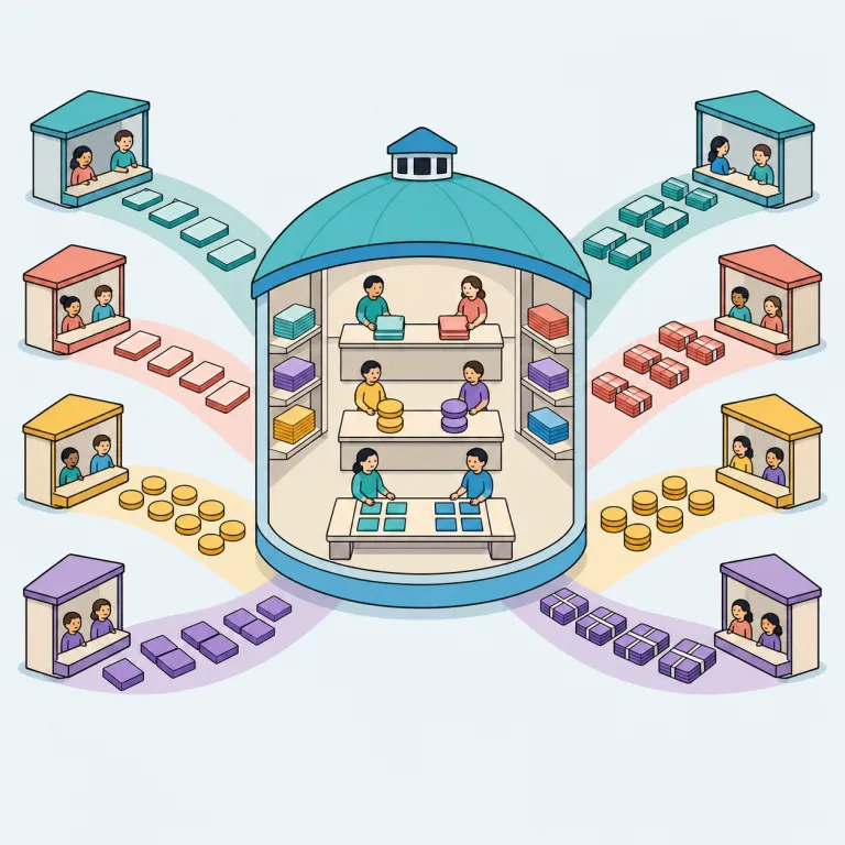 clearinghouse（清算機関、情報集約機関・名詞）の覚え方イラスト — clear を「片づけてスッキリさせる」、house を「その役割を担う場」と見れば覚えやすい語