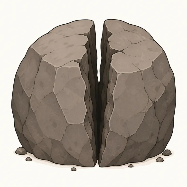 cleft（裂け目・名詞）の覚え方イラスト — cleft は『ぱっくり二つに割れて、その間にできた割れ目』として覚えると残りやすいです