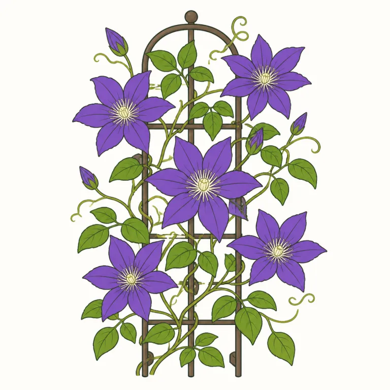 clematis（クレマチス・noun）の覚え方イラスト