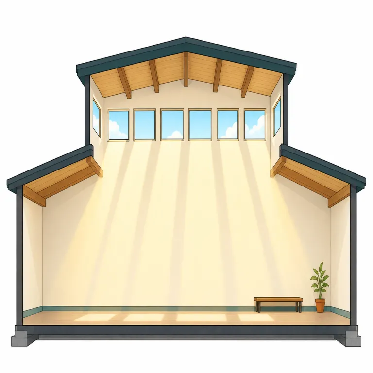 clerestory（高窓・明かり採り壁・名詞）の覚え方イラスト — clear を知っていると覚えやすい語