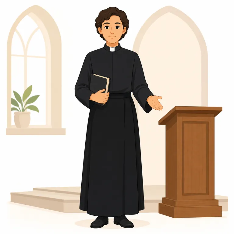 clergyman（牧師・名詞）の覚え方イラスト