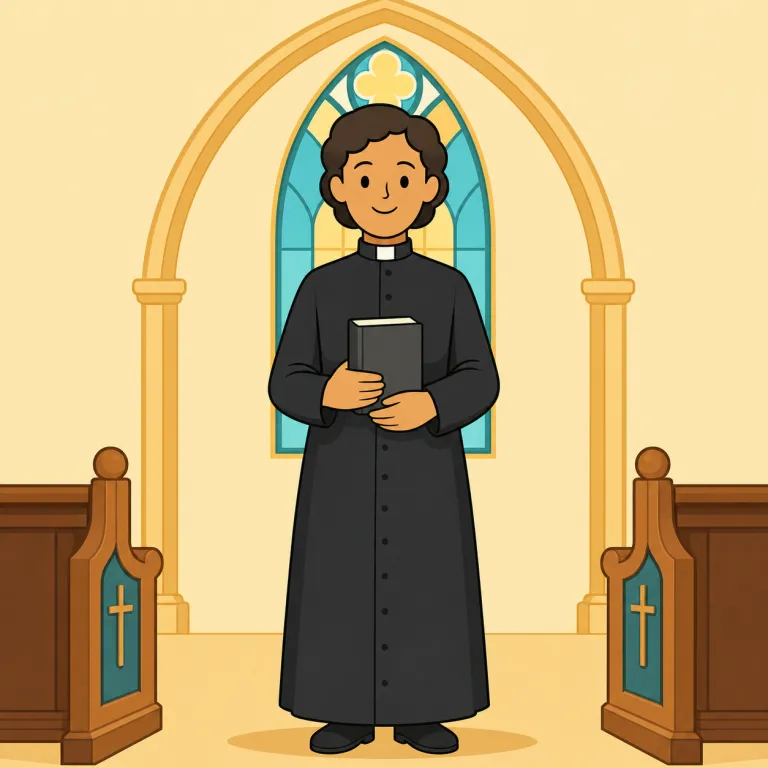 clerical（聖職者の、教会の・adjective）の覚え方イラスト