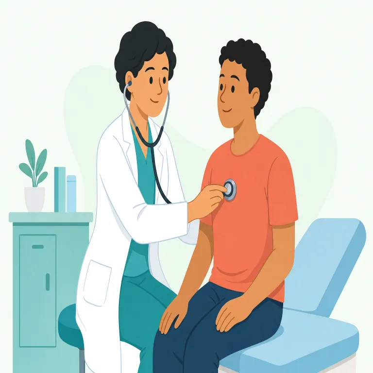 clinician（臨床医・名詞）の覚え方イラスト — clinic（診療所）や clinical（臨床の）が分かっていれば、clinician は「臨床の現場で患者を診る人」とつなげて覚えやすいです