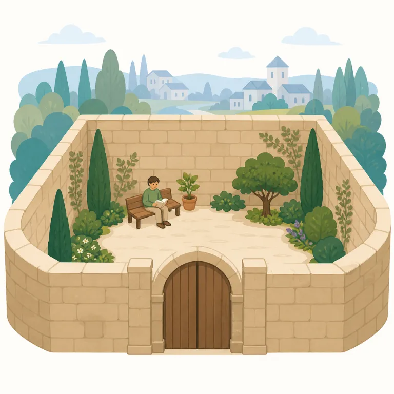 cloistered（閉ざされた・形容詞）の覚え方イラスト — close に近い「閉ざす」感覚を土台に、cloister を「修道院のような閉じた場所」と結びつけると覚えやすいです