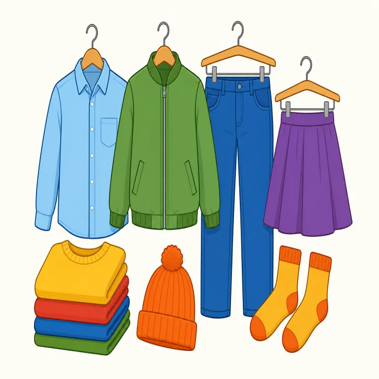 clothing（衣類・名詞）の覚え方イラスト — cloth（布）や clothes（服）を知っていると広げて覚えやすい語