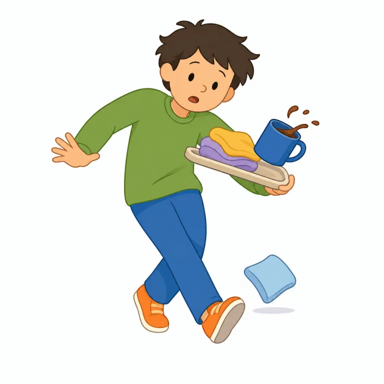 clumsily（不器用に・副詞）の覚え方イラスト — まず形を分けて clumsy + -ly と見ると覚えやすいです
