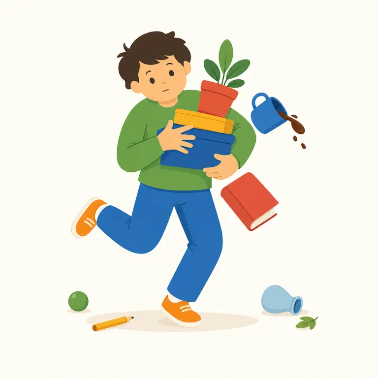 clumsiness（不器用さ・名詞）の覚え方イラスト — clumsy は「扱いが下手な、動きが不器用な」という形容詞で、-ness が付くとその性質を表す名詞になります