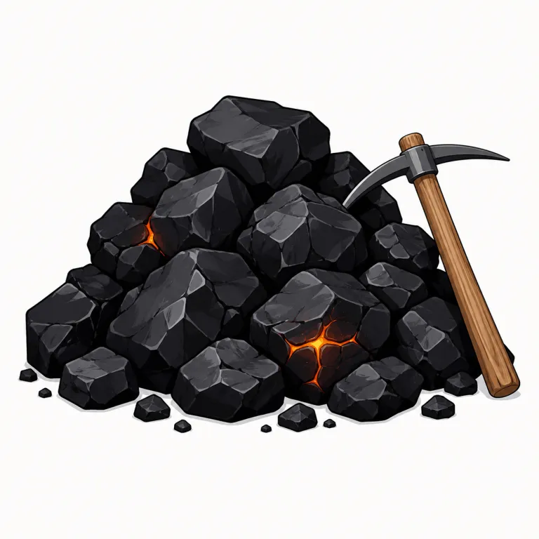 coal（石炭・名詞）の覚え方イラスト — coal は「燃える黒いかたまり」と具体像で覚えると残りやすい語