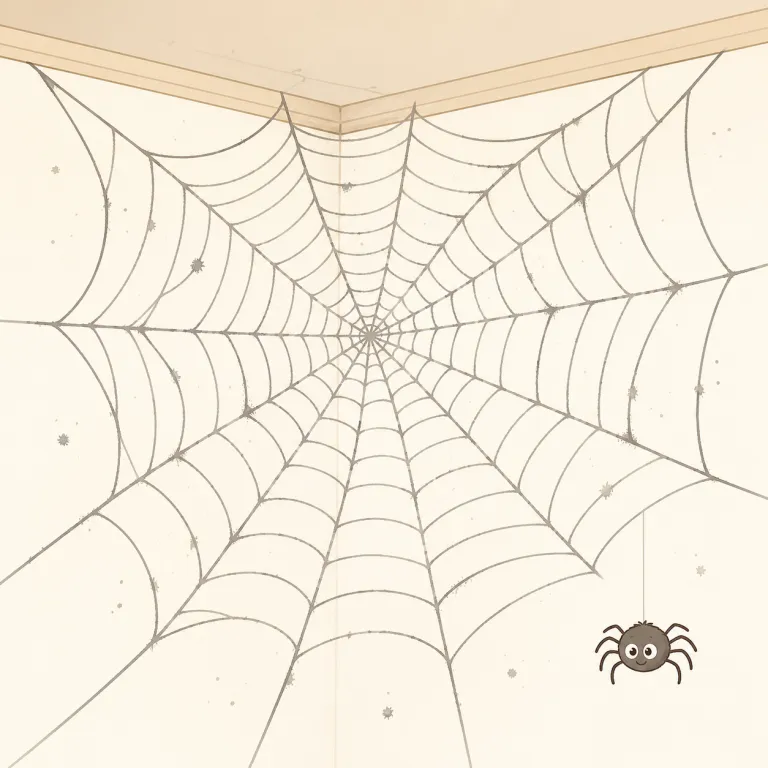 cobweb（クモの巣・名詞）の覚え方イラスト — まず `web` を「網・ネット」として確実に押さえると、`cobweb` は「クモが作る web」としてまとまって覚えやすいです