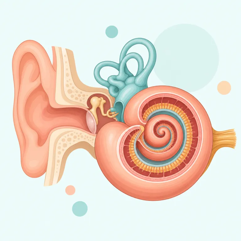 cochlea（蝸牛・名詞）の覚え方イラスト — 覚えるときは、まず cochlear implant（人工内耳）という形でセットにすると定着しやすいです