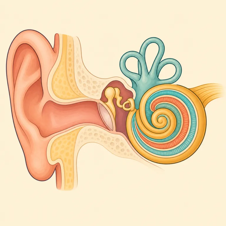 cochlear（蝸牛の・形容詞）の覚え方イラスト — まず名詞 cochlea「蝸牛」を押さえ、そこから派生した形容詞が cochlear だと覚えると定着しやすいです