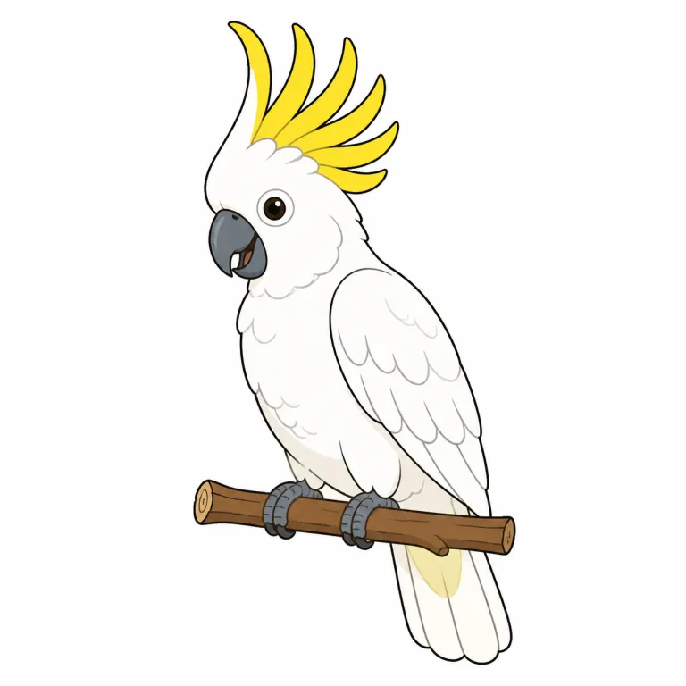 cockatoo（オウム・noun）の覚え方イラスト