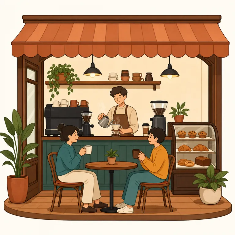 coffeehouse（喫茶店・名詞）の覚え方イラスト — coffee + house の直球複合語として覚えるのが最短です