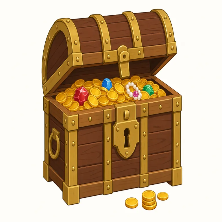 coffer（金庫・名詞）の覚え方イラスト — coffer は「銀行の金庫」より、まず「金や大事な物をしまう頑丈な箱」として覚えると定着しやすい