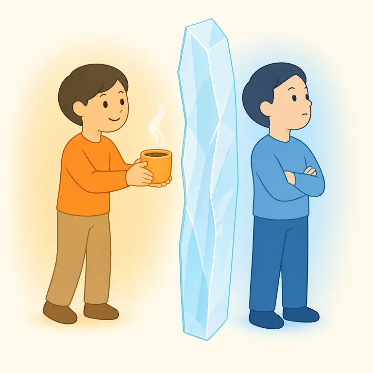 coldly（冷たく・副詞）の覚え方イラスト — まず `cold` を知っていれば取りやすい語です