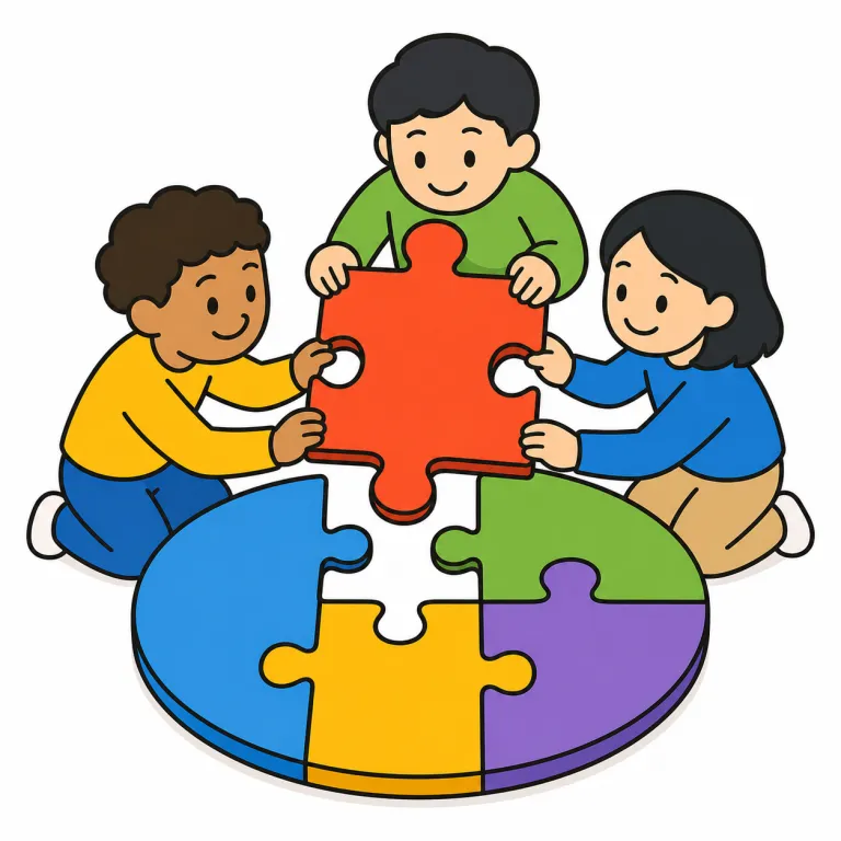 collaborative（協力的な・adjective）の覚え方イラスト