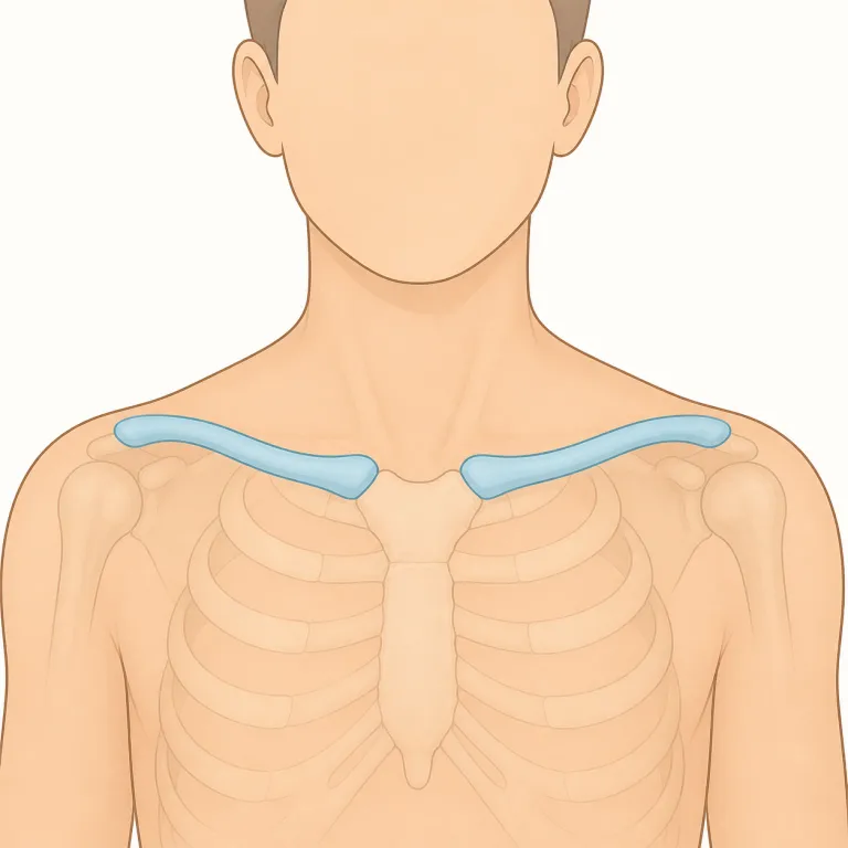 collarbone（鎖骨・名詞）の覚え方イラスト — collar を「シャツのえり」「犬の首輪」で知っていれば、collarbone は“首まわりにある bone”と位置で覚えると定着しやすいです