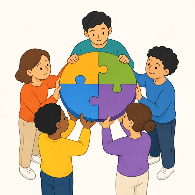 collectivist（集団主義の・形容詞）の覚え方イラスト — collectivist は collect「集める」から来た collective「集団の」に、人や思想傾向を表す -ist が付いた形容詞です