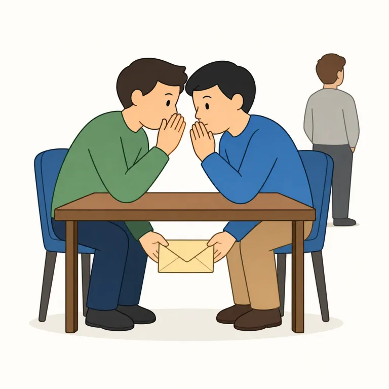 collusion（共謀・名詞）の覚え方イラスト — co-/col- は「一緒に」、-sion は名詞語尾と見て、まず「一緒に何かする行為」の箱に入れる