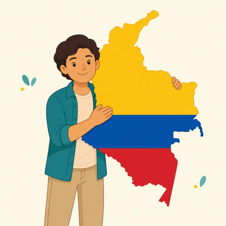 colombian（コロンビアの、コロンビア人）の覚え方イラスト — 国名＋-an で「その国の人・その国の」を表す語の一つと見ると覚えやすい
