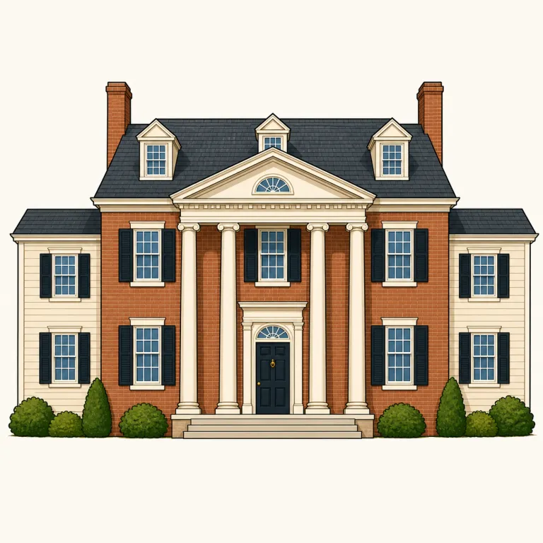 colonial（コロニアル様式の・adjective）の覚え方イラスト
