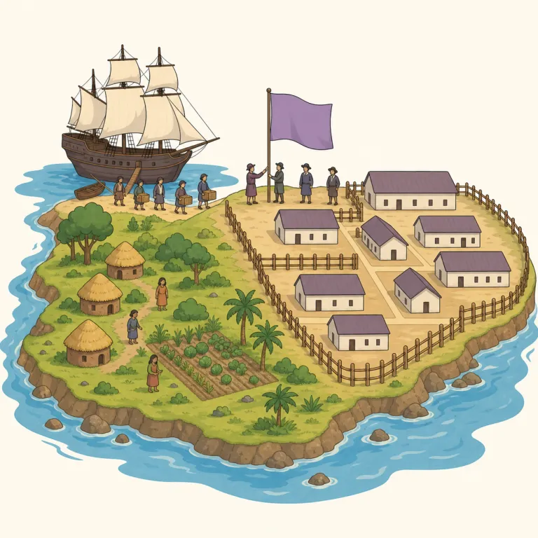 colonisation（植民地化・名詞）の覚え方イラスト — まず colony（植民地）を軸に語族で覚えるのが近道です