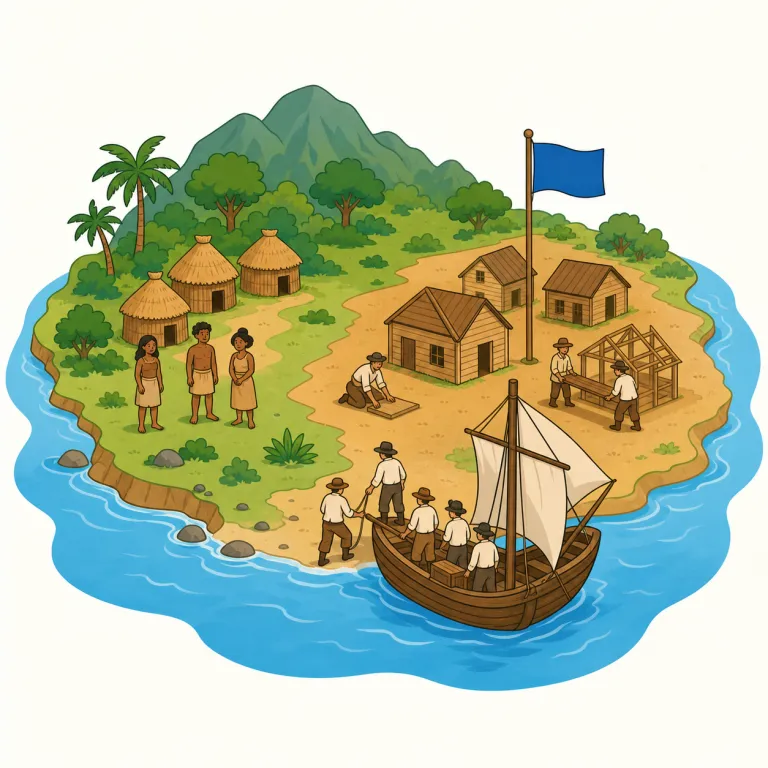 colonize（植民地化する・動詞）の覚え方イラスト — まず colony（植民地）を知っていれば覚えやすい語です