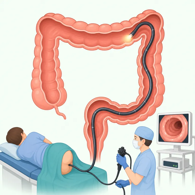 colonoscopy（大腸内視鏡検査・名詞）の覚え方イラスト