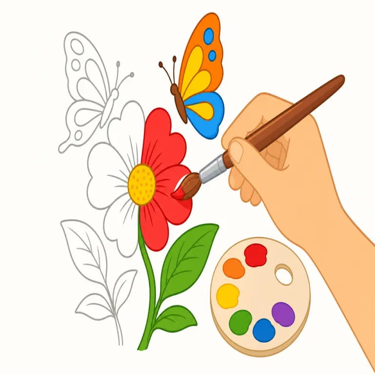 color（彩る・verb）の覚え方イラスト