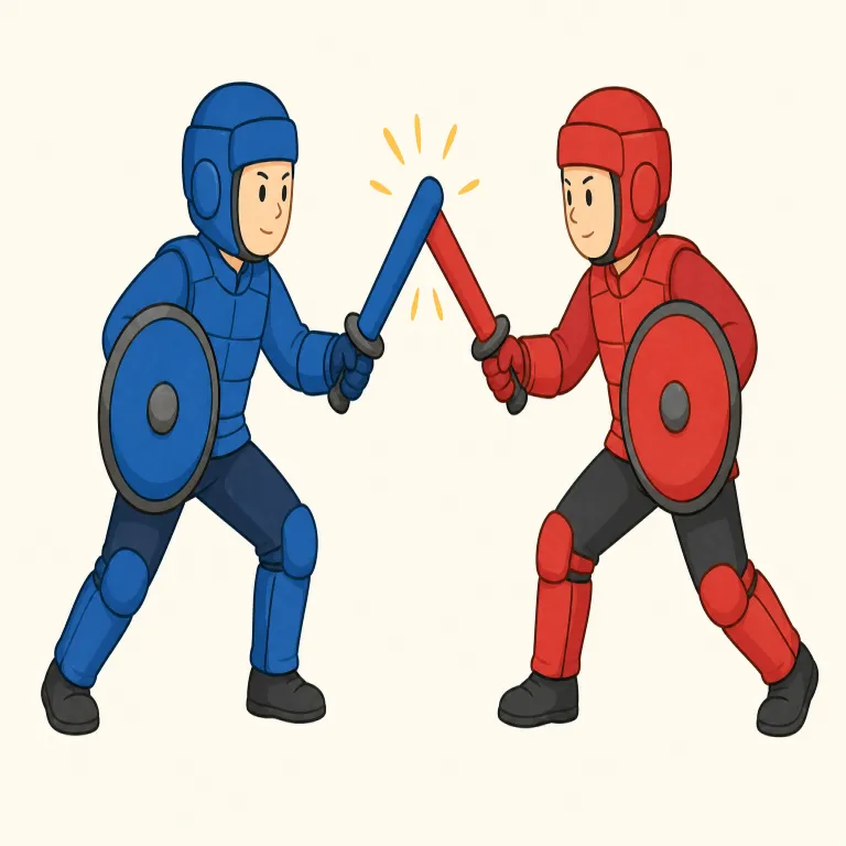 combatant（交戦中の・adjective）の覚え方イラスト