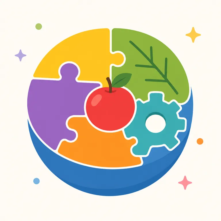 combination（組み合わせ・名詞）の覚え方イラスト — combination は combine「組み合わせる」＋ -ation「結果・状態」と考えると、複数の要素が一緒になった「取り合わせ・構成」と覚えやすい語です