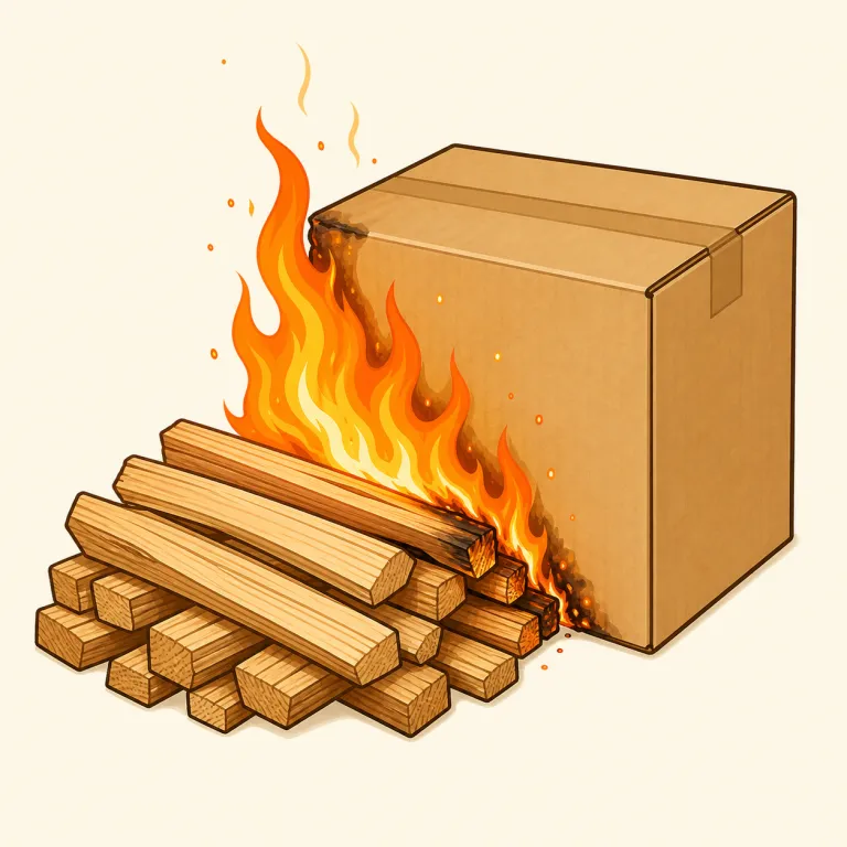 combustible（燃えやすい・形容詞）の覚え方イラスト