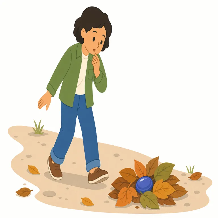 come across（偶然見つける・句動詞）の覚え方イラスト — この義では、come across は「人に会う」よりも、物・情報・言葉などが作業中にふと目に入る場面で使います