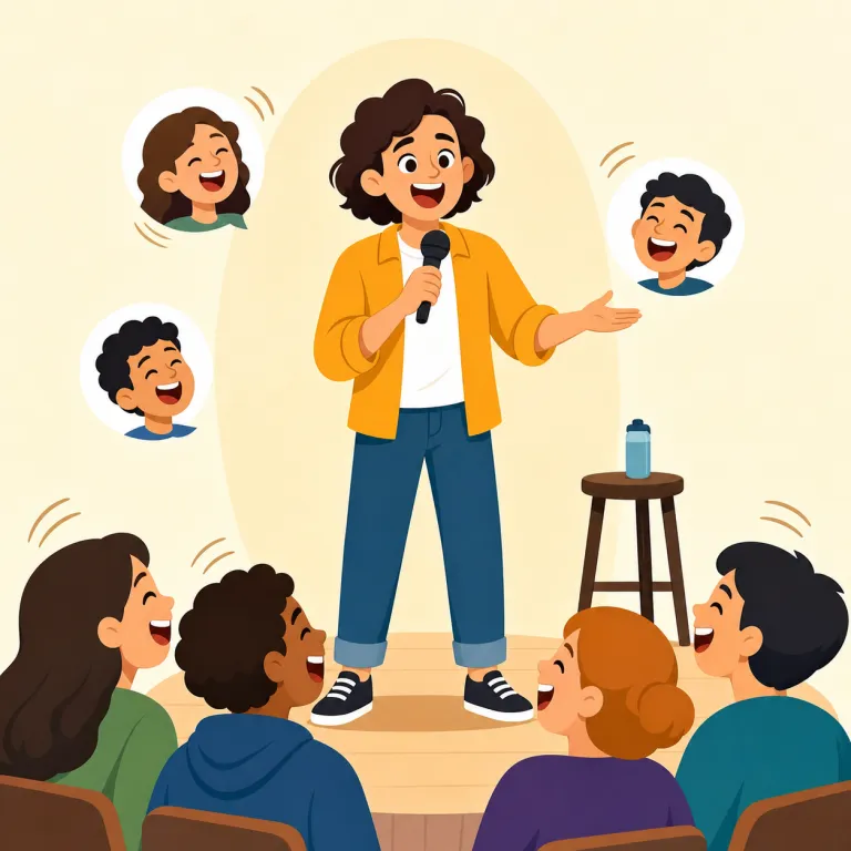 comedy（コメディ・名詞）の覚え方イラスト — comic を知っていれば覚えやすい