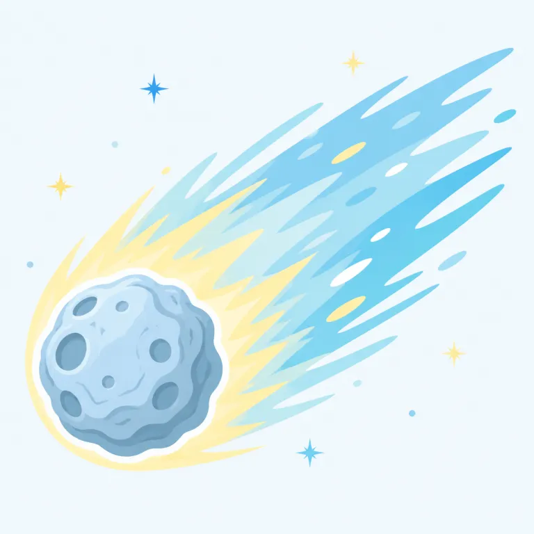 comet（彗星・名詞）の覚え方イラスト — まず meteor（流れ星）と区別すると覚えやすいです