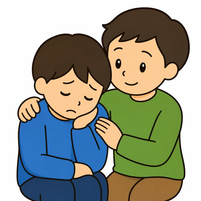 comfort（慰める・verb）の覚え方イラスト