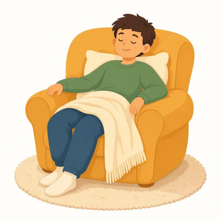 comfortable（快適な・形容詞）の覚え方イラスト — この「快適な」は、人がくつろいでいる気持ちではなく、物や環境が体に負担をかけず心地よい、という側面で覚えます