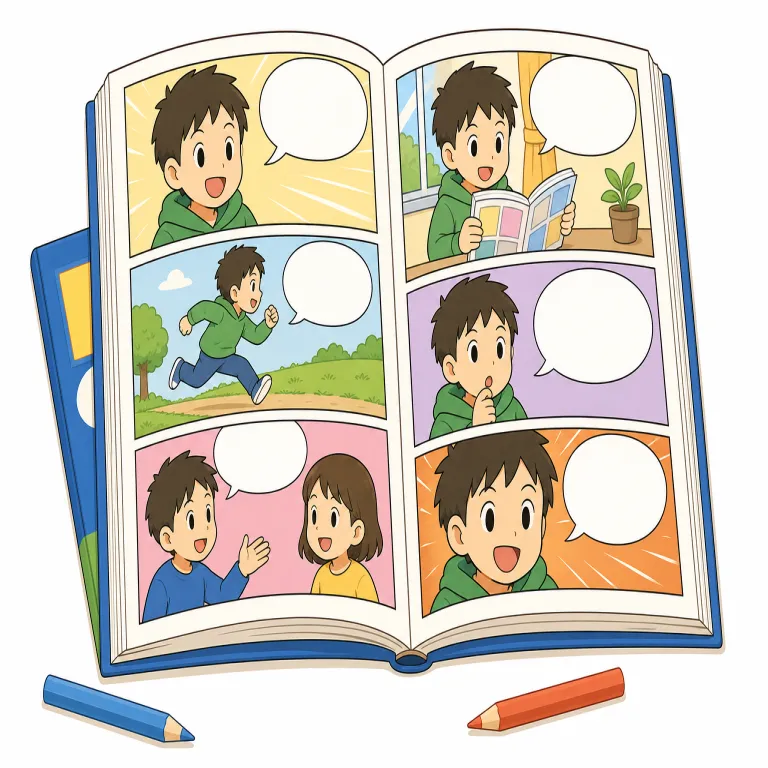 comic（漫画・名詞）の覚え方イラスト — comic は comedy を知っていれば覚えやすい