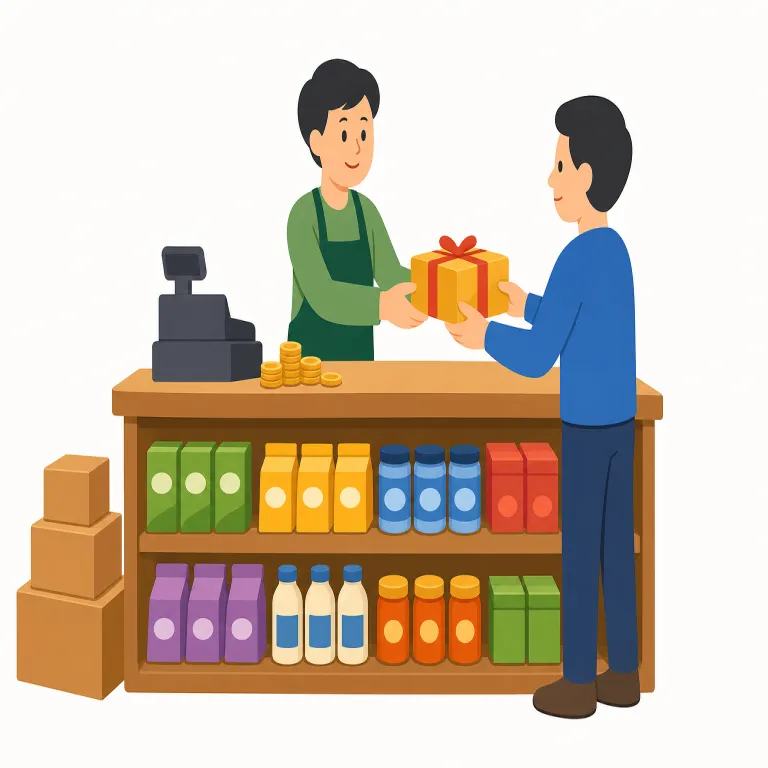 commercially（商業的に・副詞）の覚え方イラスト — commercially は commercial「商業の」に -ly が付いた副詞です