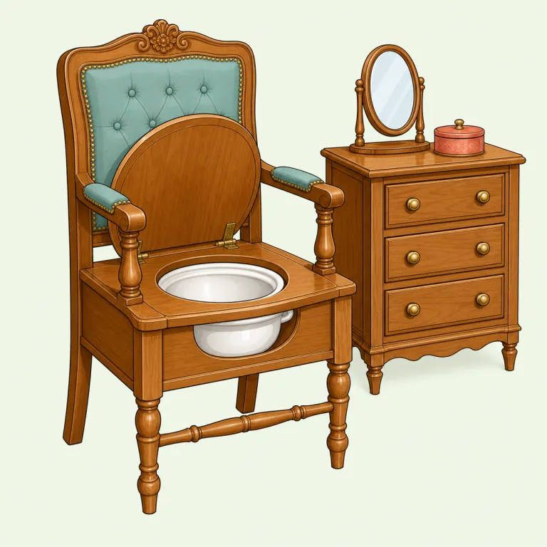commode（便器付きの椅子・化粧たんす・名詞）の覚え方イラスト — commode は「生活の中で使い勝手のよい家具」というまとまりで覚えると残りやすい