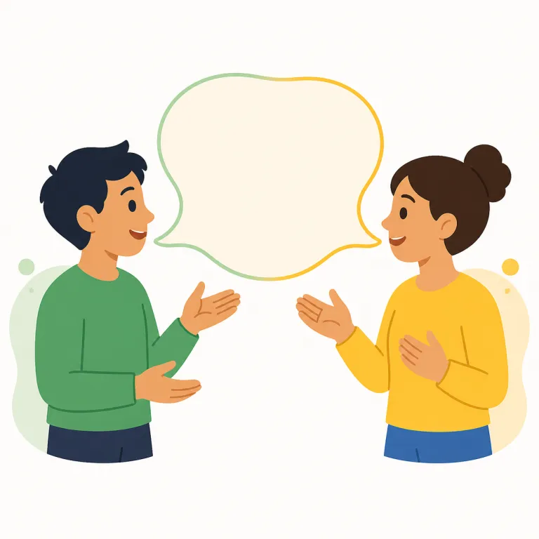 communicate（意思を伝え合う・動詞）の覚え方イラスト — このエントリは communicate の基本的な「伝える」とは別に、人と人が考えや気持ちをやり取りして「意思を伝え合う」意味を覚えるためのものです