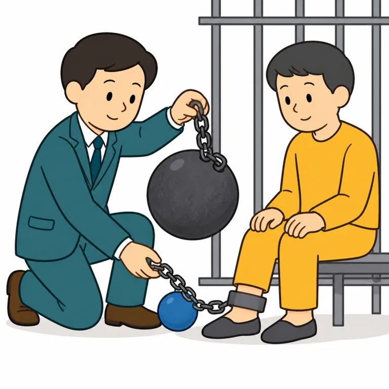 commute（減刑する・verb）の覚え方イラスト