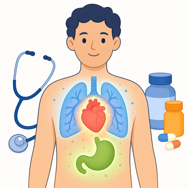comorbidity（併存疾患・名詞）の覚え方イラスト — まず core を『一人の患者に病気が1つではなく並んでいる状態』で固定します