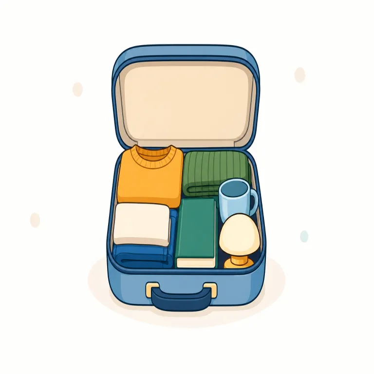 compact（コンパクト・形容詞）の覚え方イラスト — compact は「場所を取らない、持ち運びやすい」という意味のコンパクトです
