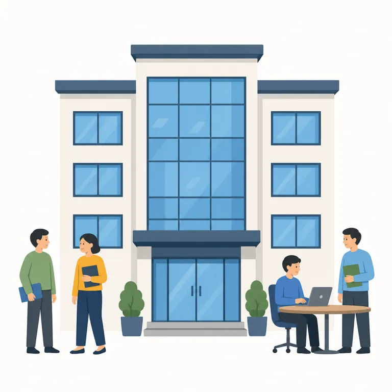 company（会社・名詞）の覚え方イラスト — この語義では company を「事業を行う法人・組織」として覚えるのが中心です