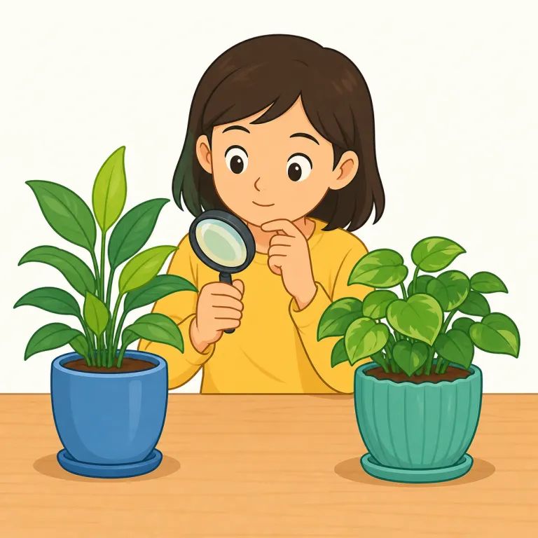 compare（比較する・動詞）の覚え方イラスト — compare の「比較する」は、二つ以上の物を同じ土俵に置き、違いと共通点を見て判断する動作です