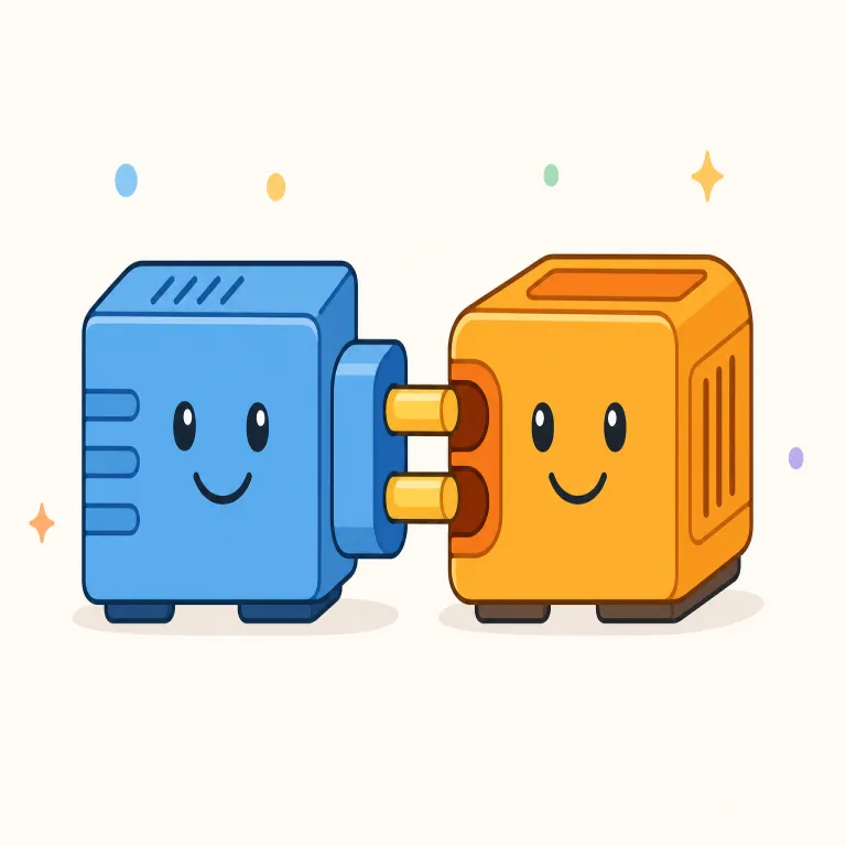 compatible（互換性のある・形容詞）の覚え方イラスト — compatible は -able「できる」を手がかりに、「一緒に正しく使える」と考えると覚えやすいです