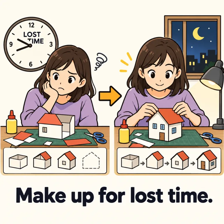compensate（埋め合わせる）の覚え方イラスト