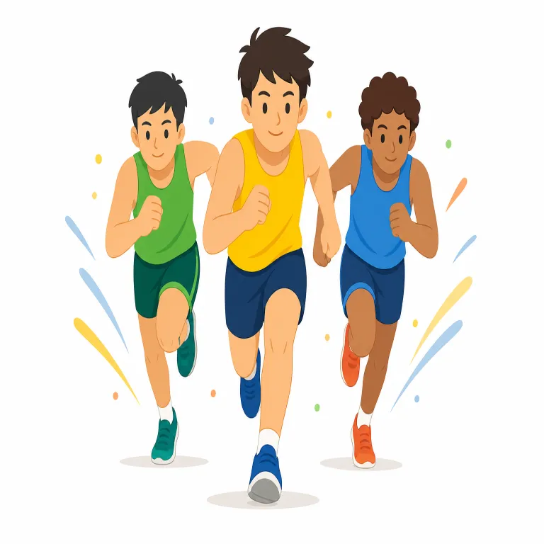 competitive（競争の・形容詞）の覚え方イラスト — make it は「それを実現する」から、時間制限の中で目的地や予定に到達する感覚で「間に合う」と覚えましょう