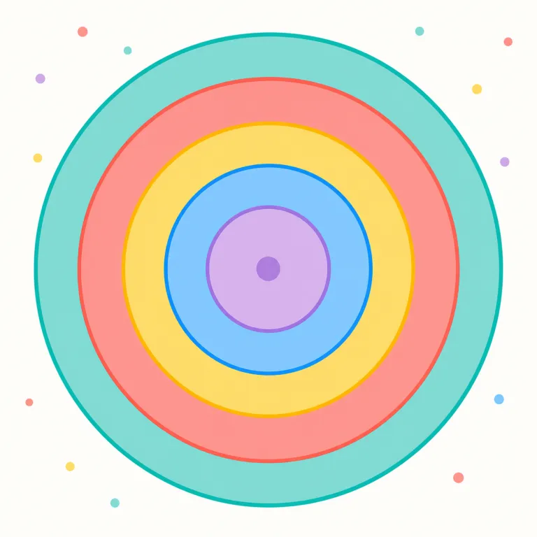 concentric（同心円状の・形容詞）の覚え方イラスト — center を知っていれば覚えやすい語です